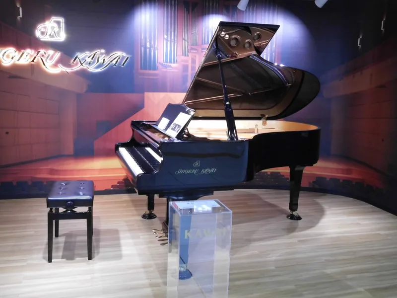 A Shigeru Kawai grand piano on display at Hamamatsu Station, Japan
